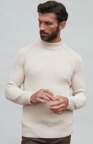 3737 birch m el model mens midweight cotton ribbed mock neck jumper 2