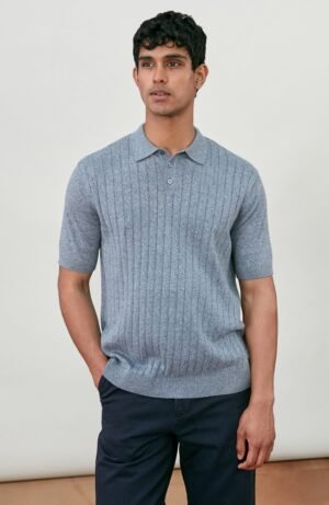 3922 blue jaspe el model mens cotton selection knit polo shirt 3 8e258976 990f 4700 964f 30cc8b6a6053