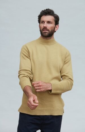 3990 light olive m el model mens midweight cotton linen mock neck jumper 3
