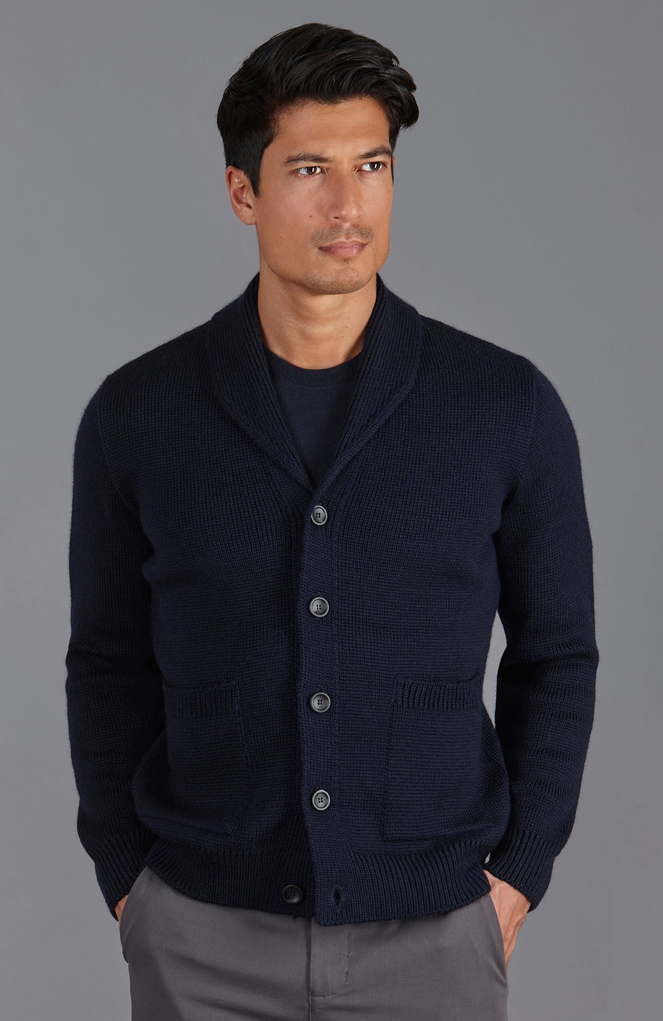 6822 navy mens chunky merino wool shawl collar cardigan 2 6822 navy mens chunky merino wool shawl collar cardigan 2