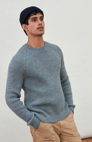 7518 blue m el model mens sheepsoft british wool fisherman rib jumper 4