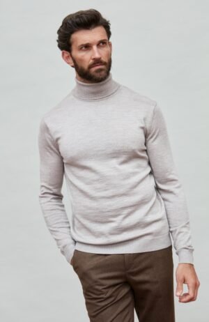 8164 barley l el model mens extra fine merino wool roll neck jumper 4