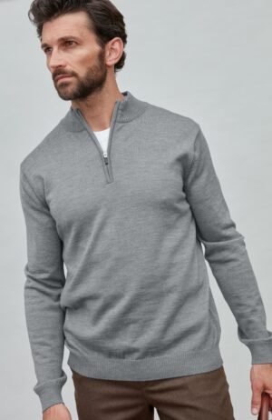 8168 mid grey m el model mens extra fine merino wool long sleeve polo shirt 5 1