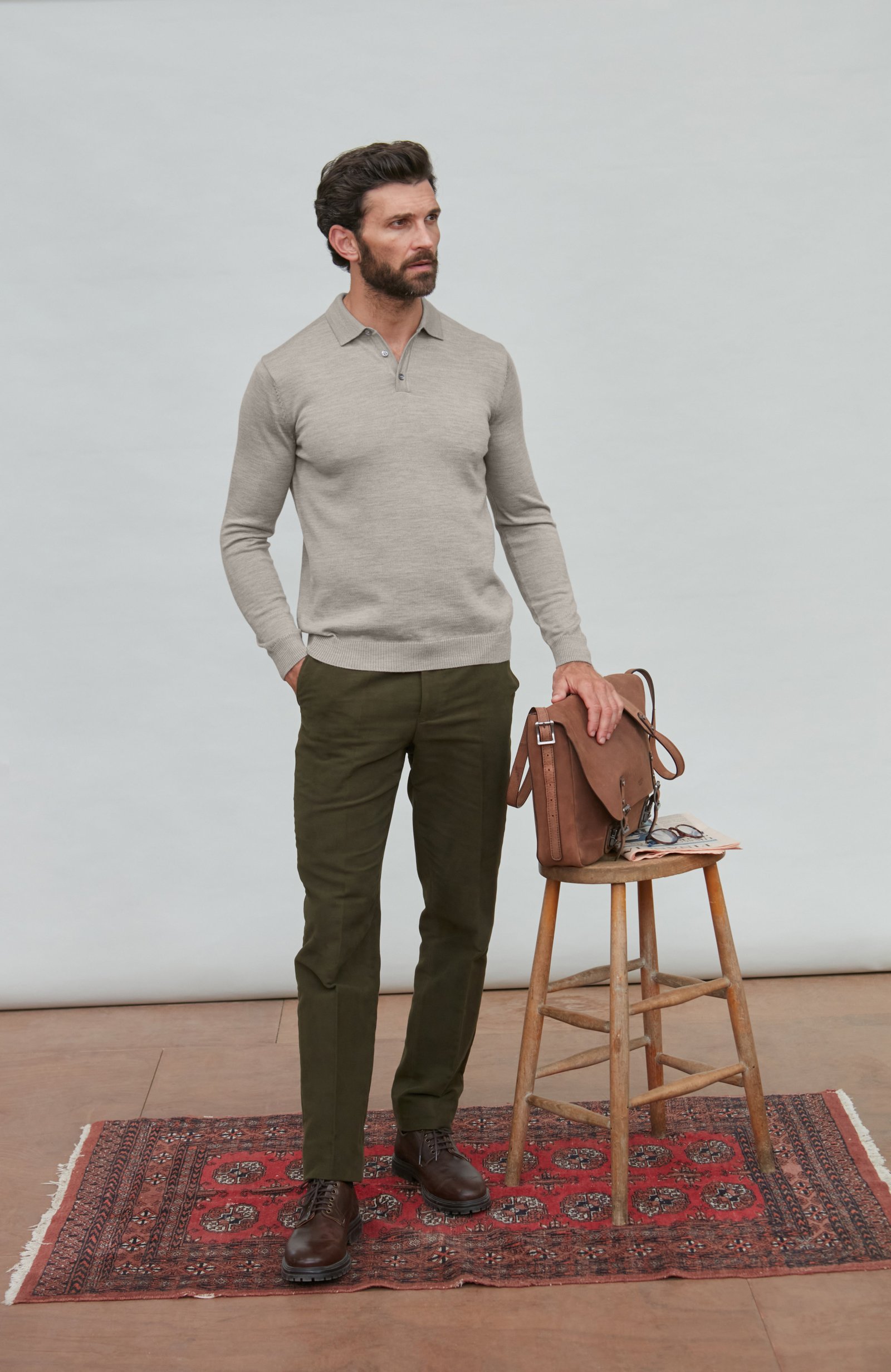 8186 barley m el model mens extra fine merino wool long sleeve polo shirt 1 8186 barley m el model mens extra fine merino wool long sleeve polo shirt 1