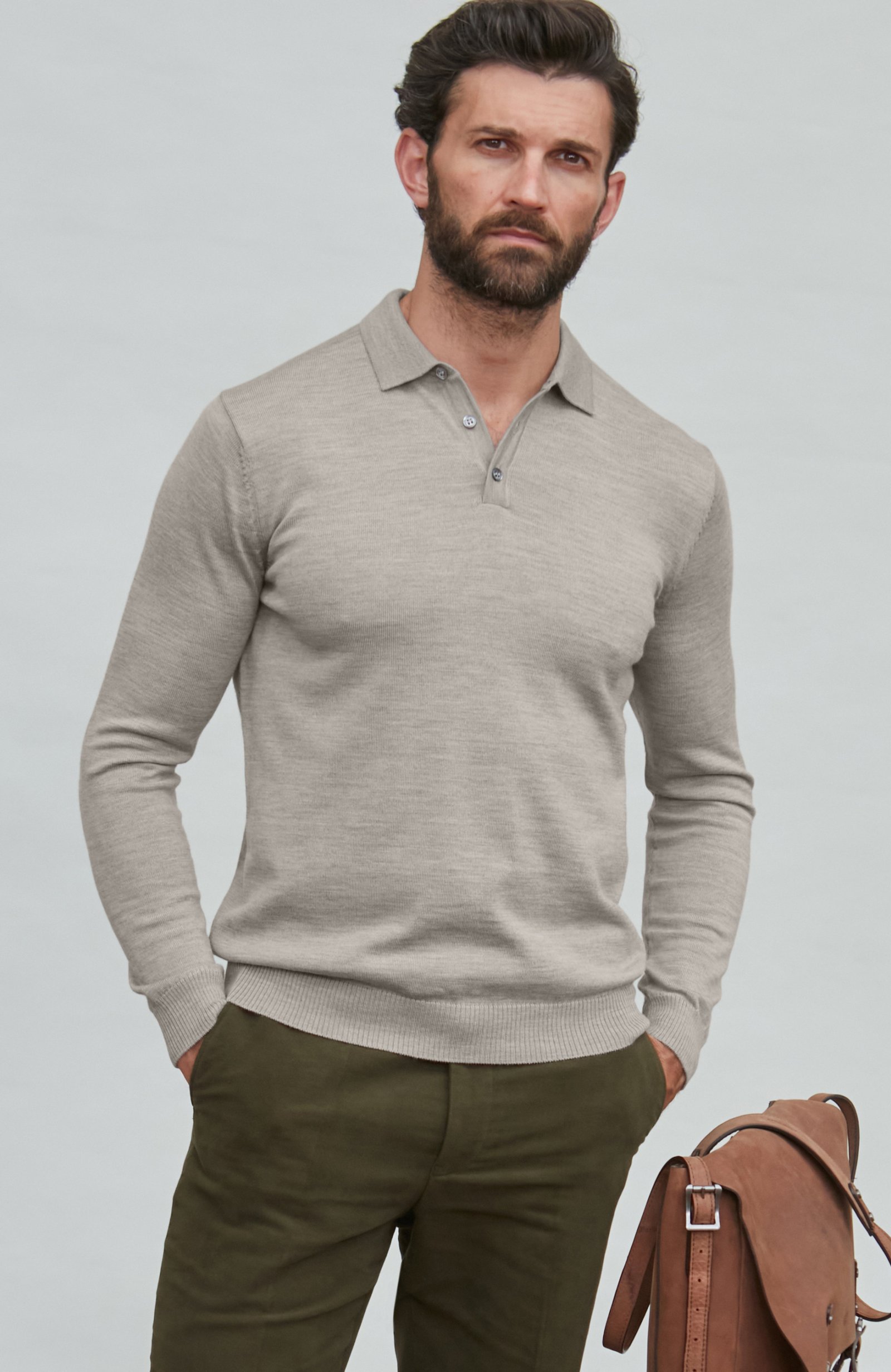 8186 barley m el model mens extra fine merino wool long sleeve polo shirt 2 8186 barley m el model mens extra fine merino wool long sleeve polo shirt 2