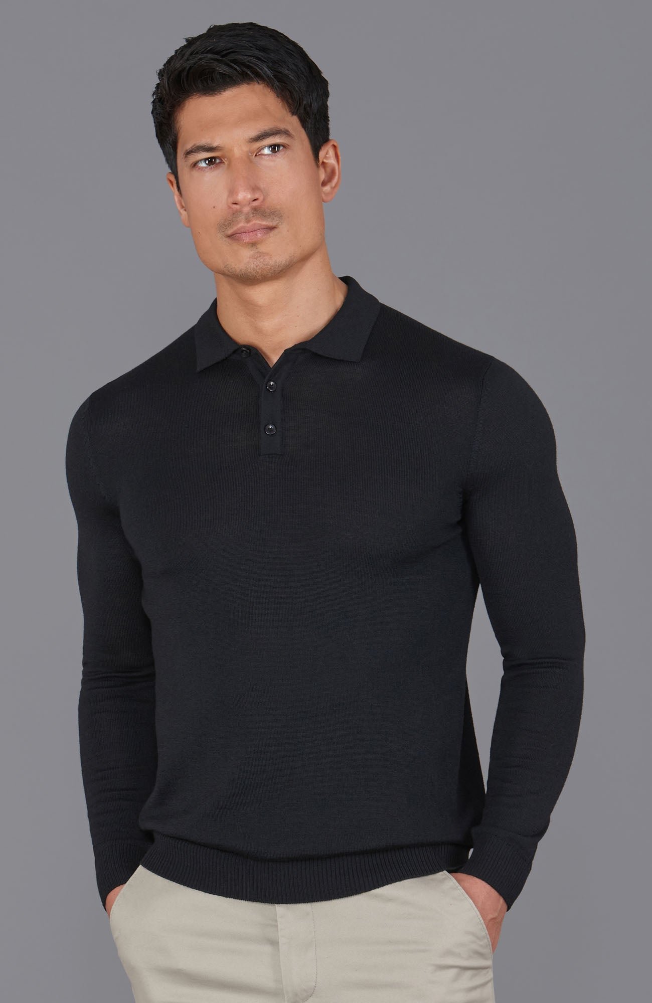 8186 black m model mens extra fine merino wool long sleeve polo shirt 1 8186 black m model mens extra fine merino wool long sleeve polo shirt 1