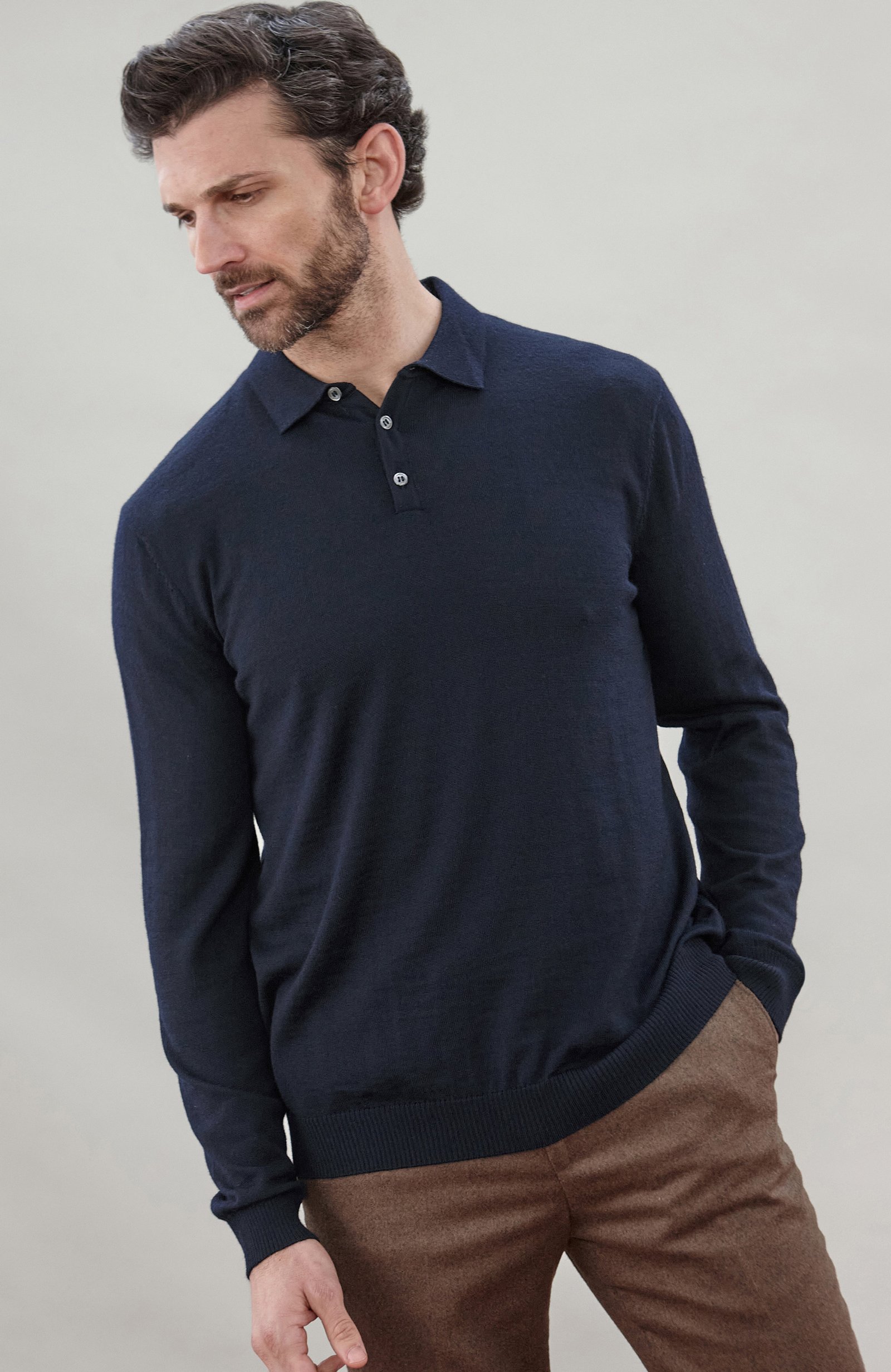 8186 navy l el model mens extra fine merino wool long sleeve polo shirt 4a 8186 navy l el model mens extra fine merino wool long sleeve polo shirt 4a