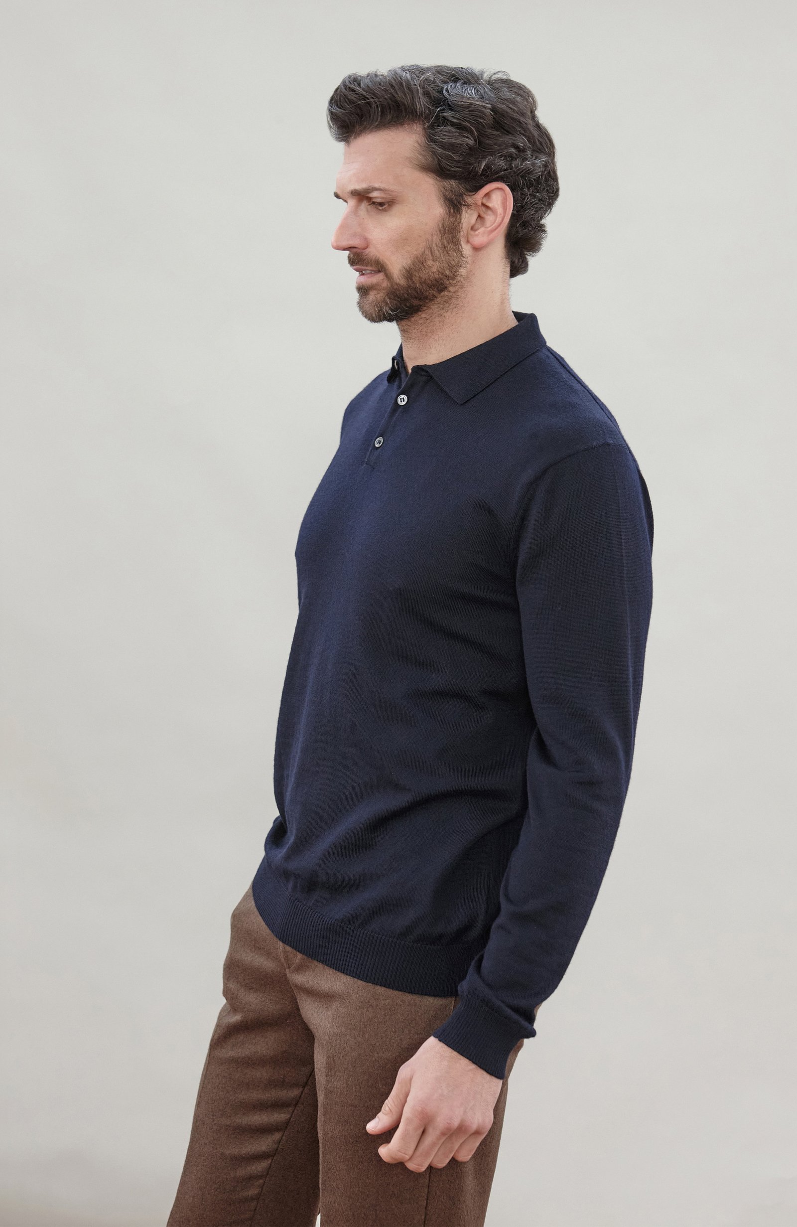 8186 navy l el model mens extra fine merino wool long sleeve polo shirt 6 8186 navy l el model mens extra fine merino wool long sleeve polo shirt 6