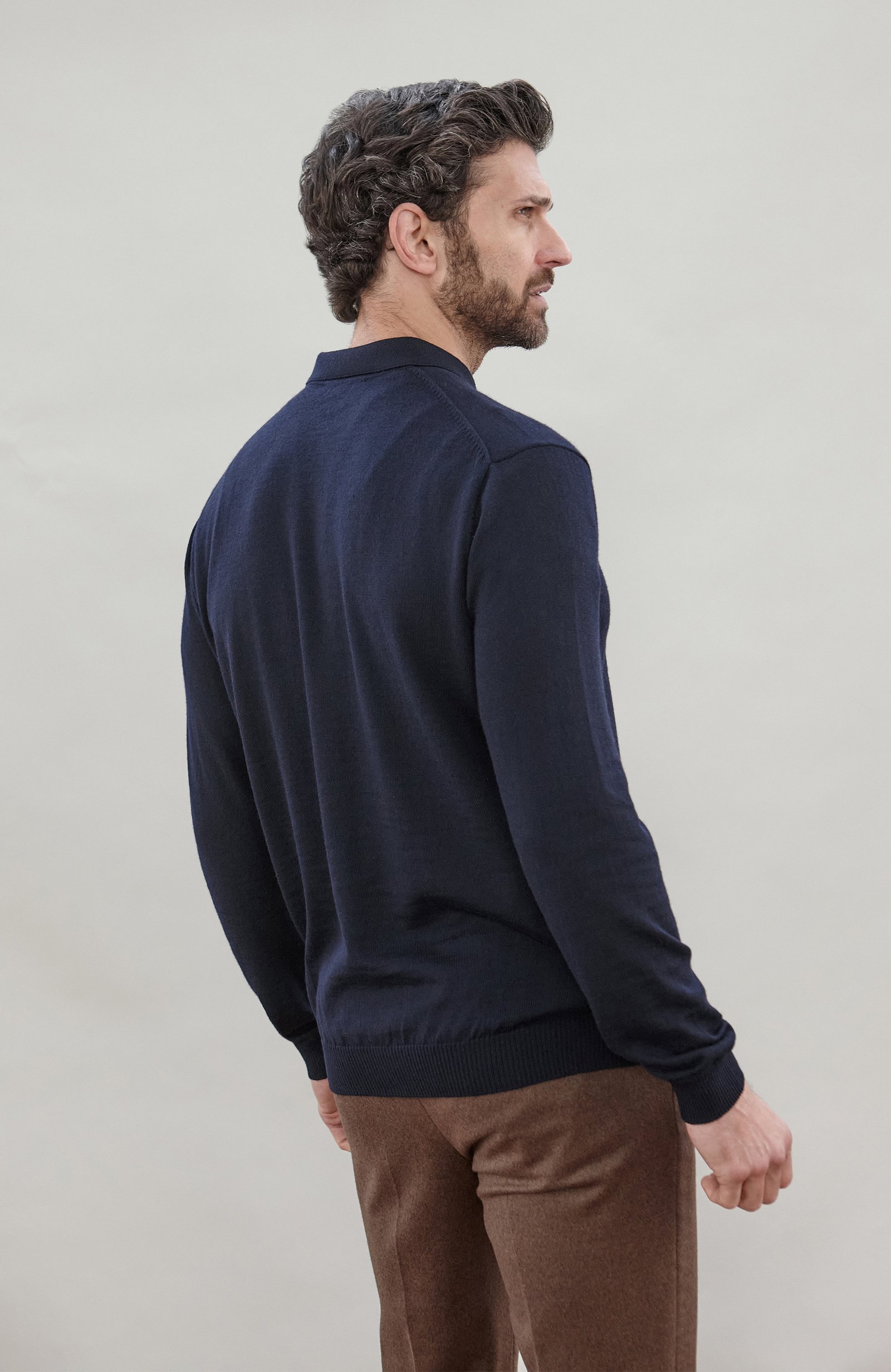 8186 navy l el model mens extra fine merino wool long sleeve polo shirt 7 8186 navy l el model mens extra fine merino wool long sleeve polo shirt 7