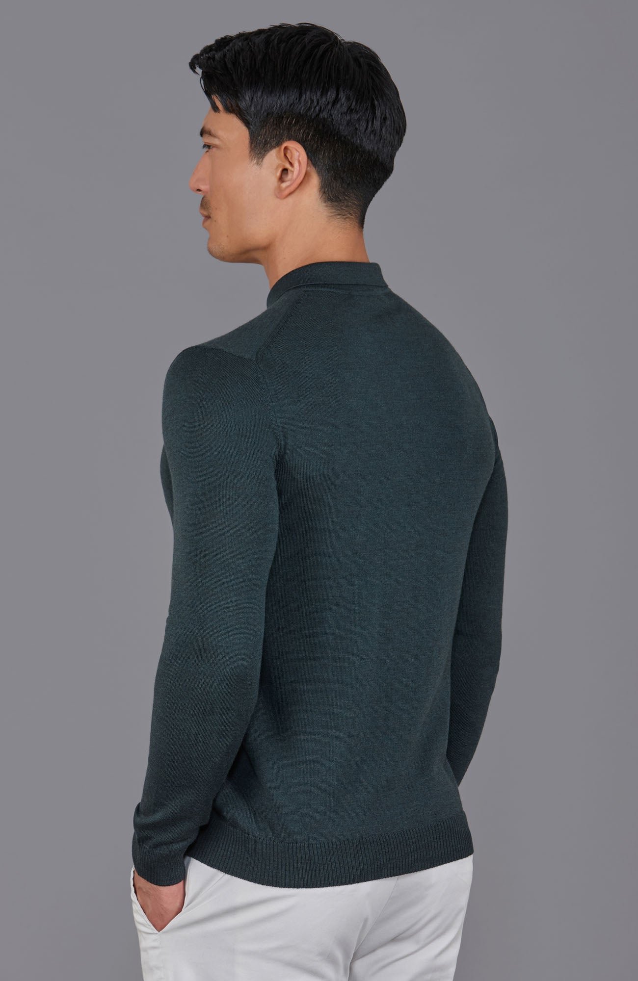 8186 olive m model mens extra fine merino wool long sleeve polo shirt 4 8186 olive m model mens extra fine merino wool long sleeve polo shirt 4