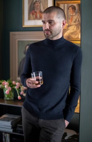 9028 submarine lo model mens merino cashmere mock turtle neck jumper 4