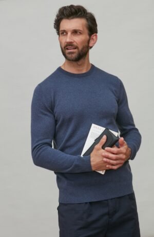 9030 denim m el model mens merino cashmere crew neck jumper 4 1