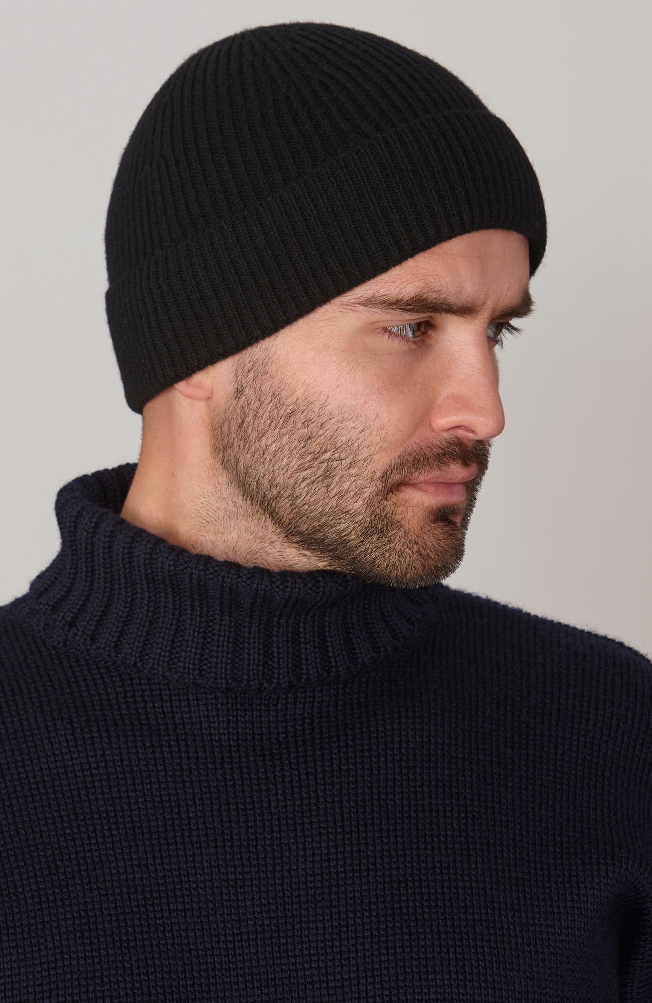 9040 black model unisex midweight merino cashmere single fold ribbed beanie 3 9040 black model unisex midweight merino cashmere single fold ribbed beanie 3
