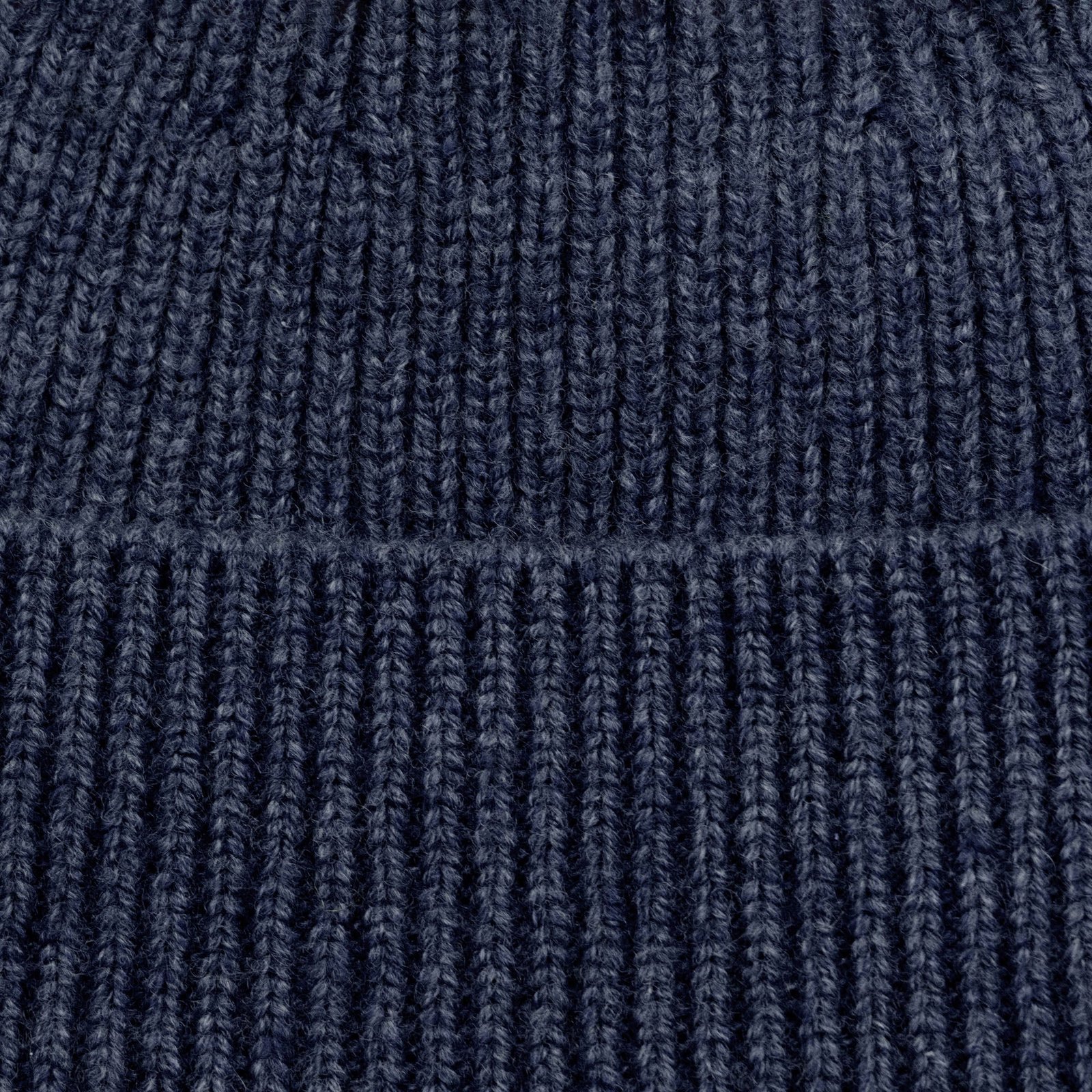 9040 denim flat mens lightweight merino cashmere single fold ribbed beanie close up 9040 denim flat mens lightweight merino cashmere single fold ribbed beanie close up