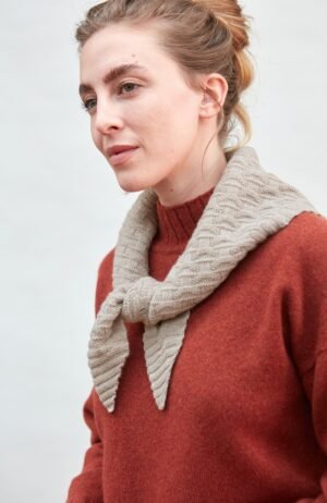 9049 beige model merino cashmere textured neckerchief 3