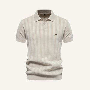 camisa polo masculina listrada romero bege