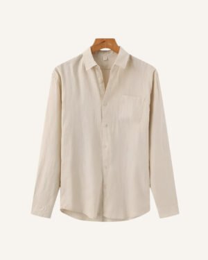camisa de linho masculina manga longa milford bege
