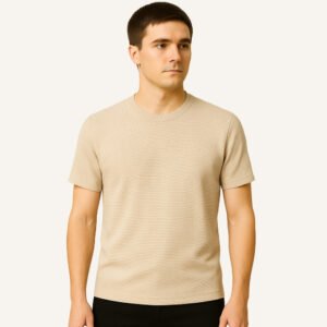 camiseta masculina old money b sica texturizada belmont bege 8