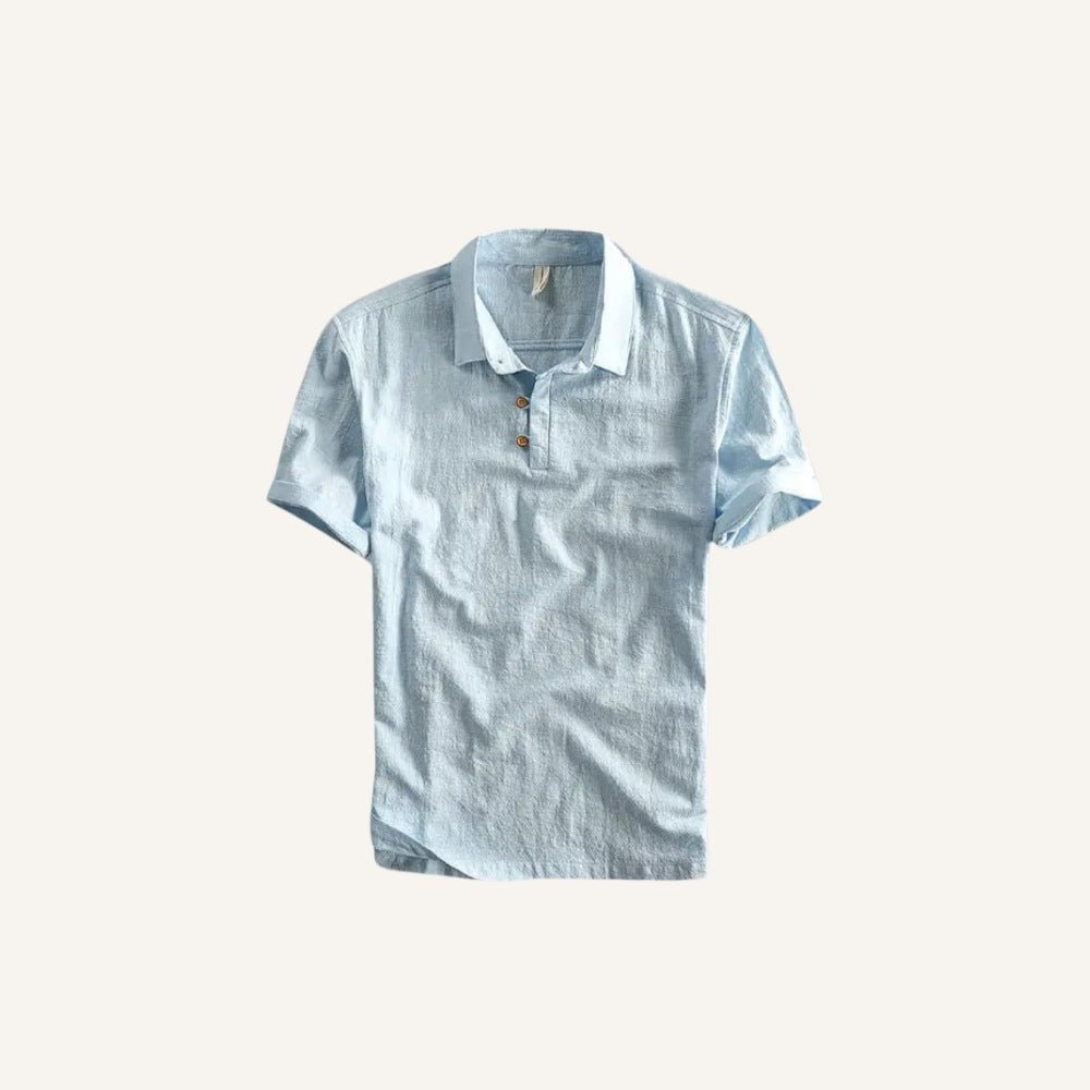 men s linen polo shirt salerno light blue 87 men s linen polo shirt salerno light blue 87