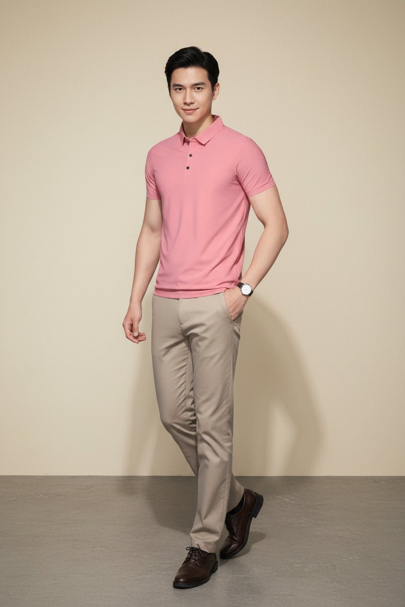 men s premium ice silk polo shirt wrinkle resistant pink 1 men s premium ice silk polo shirt wrinkle resistant pink 1