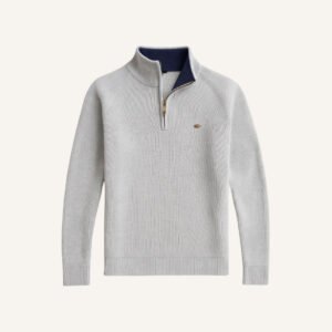 men s quarter zip sweater signature grey