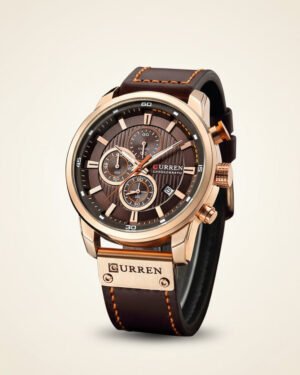 mens chronograph premium leather watch dominus rose gold