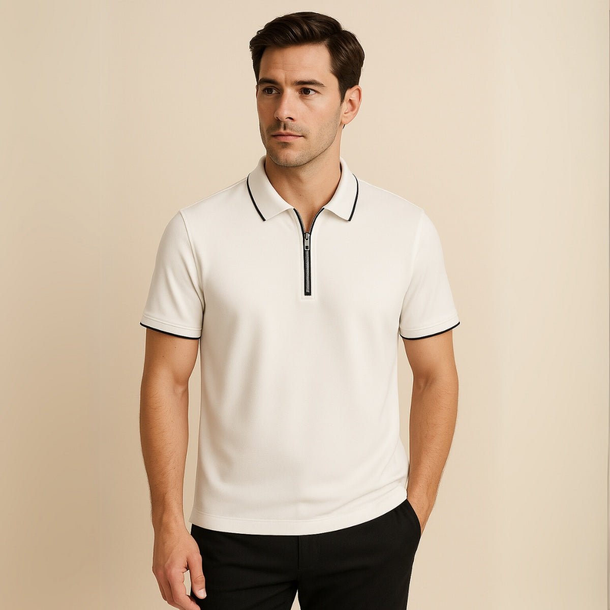 mens quarterzip polo manttan white mens quarterzip polo manttan white