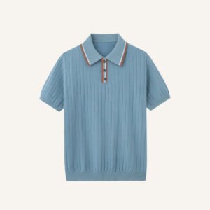 ribbed polo shirt loreanni light blue