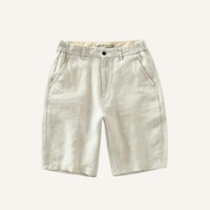 short masculino 100 linho old money parissan bege