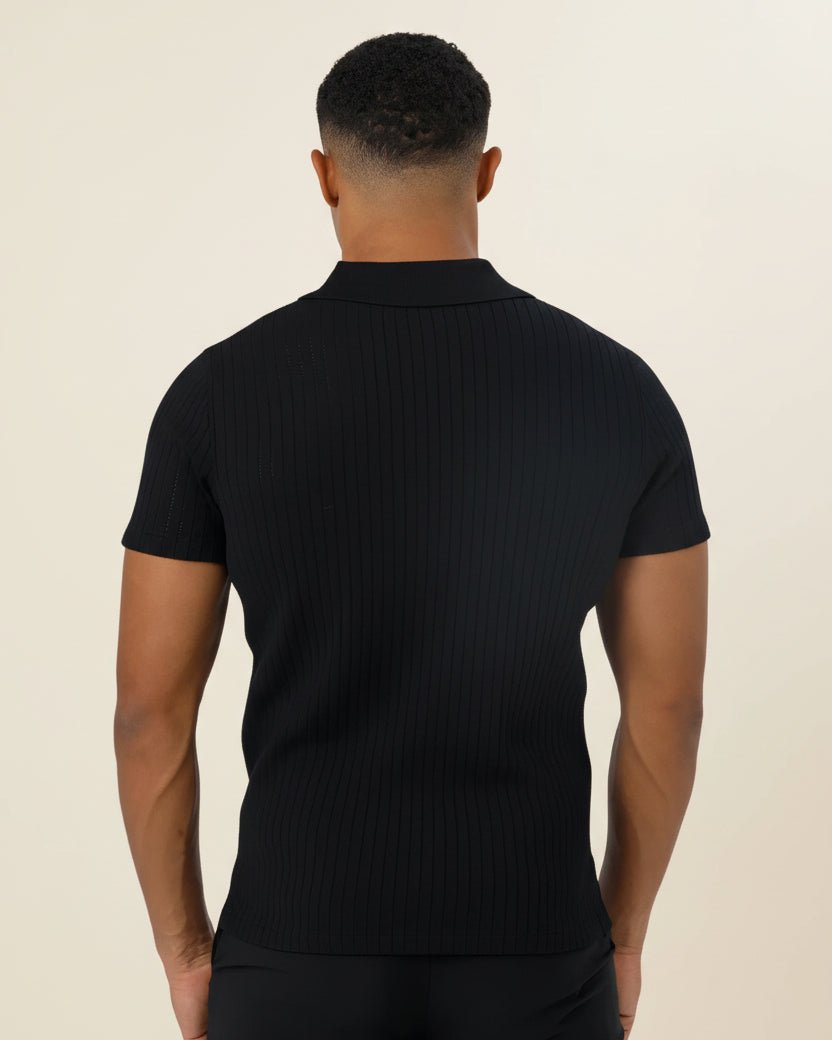 traseira camisa polo masculina de malha old money saville preta traseira camisa polo masculina de malha old money saville preta