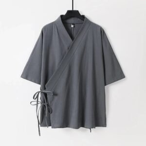kawaiies plushies plush softtoy japanese themed minimal plain mens kimono jacket kimono gray m 880235