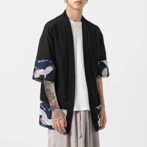 kawaiies plushies plush softtoy japanese themed minimalist crane mens kimono jacket apparel 234233